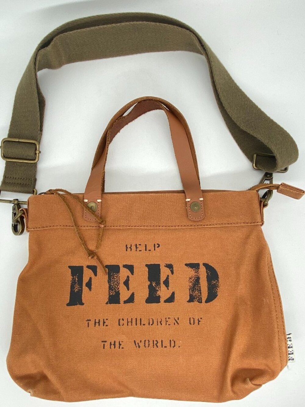 FEED Eleanor Crossbody Tote Bag Canvas Brown Eco Sustainable Boho Reusable